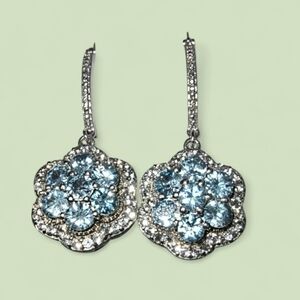 Chuck Clemency STS Blue Topaz And Sterling Silver Dangle Earrings